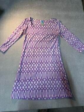 Touch Express Geometric Print Three-Quarter Sleeve Shift Dress